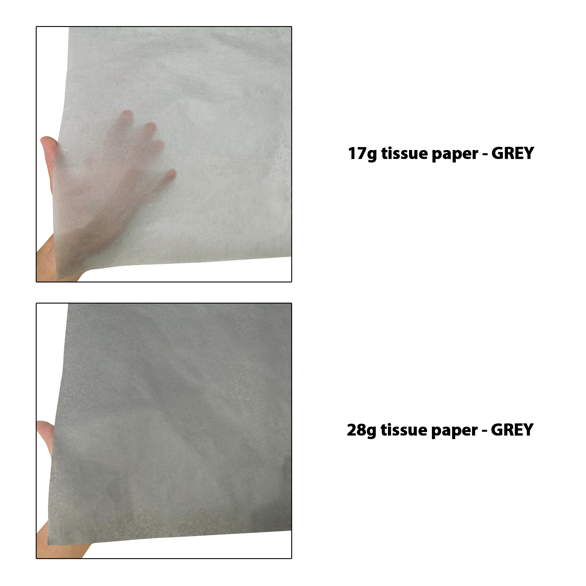 hartie-de-matase-gri-17g-vs-28g-50x75cm-comparatie-transparenta.jpg Hârtie de mătase gri, comparație transparențe 17g/m² vs 28g/m² , dimensiune 50x75cm