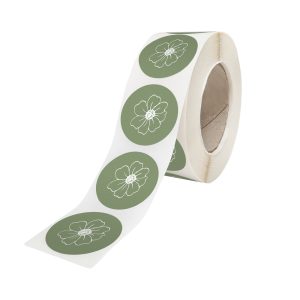 Rola stickere model Floral Botanical Sketch 4a – stickere rotunde pentru ambalaje de sarbatori