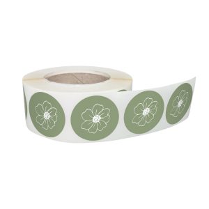Rola stickere decorative Floral Botanical Sketch 4a – etichete rotunde pentru pachete și cadouri