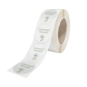 Rola stickere model Floral Botanical Sketch 4b – stickere rotunde pentru ambalaje de sarbatori