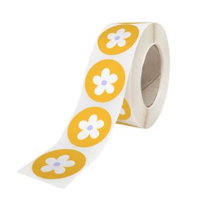 Rola stickere model Floral Soft Meadow 7c – stickere rotunde pentru ambalaje de sarbatori