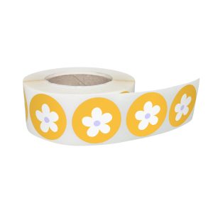 Rola stickere decorative model Floral Soft Meadow 7c – etichete rotunde pentru pachete și cadouri