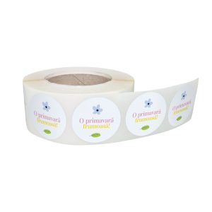 Rola stickere decorative model Floral Garden Joy 8b – etichete rotunde pentru pachete și cadouri