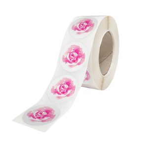 Rola stickere model Floral Rose Petal 10b – stickere rotunde pentru ambalaje de sarbatori