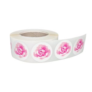 Rola stickere decorative model Floral Rose Petal 10b – etichete rotunde pentru pachete și cadouri