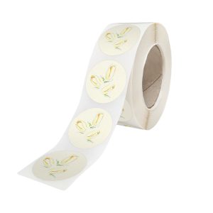 Rola stickere model Floral Yellow Tulip 11a – stickere rotunde pentru ambalaje de sarbatori