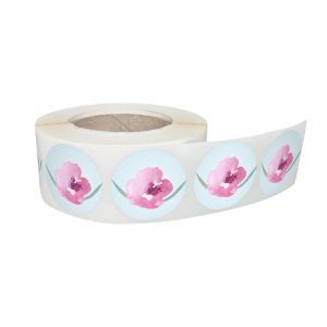 Rola stickere decorative model Floral Pastel Dream 12a – etichete rotunde pentru pachete și cadouri
