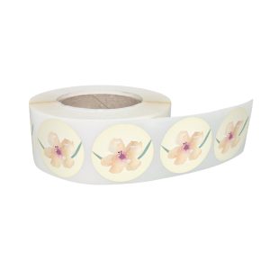 Rola stickere decorative model Floral Pastel Dream 12b – etichete rotunde pentru pachete și cadouri