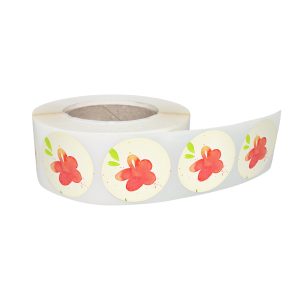 Rola stickere decorative model Floral Rainbow Garden 13b – etichete rotunde pentru pachete și cadouri