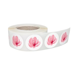 Rola stickere decorative model Floral Peony Mist 14c – etichete rotunde pentru pachete și cadouri