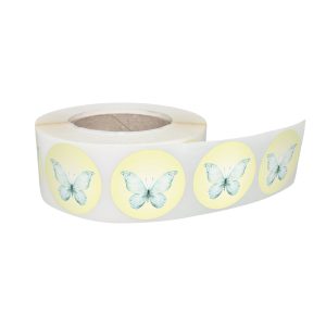 Rola stickere decorative model Floral Butterfly Whisper 15a – etichete rotunde pentru pachete și cadouri