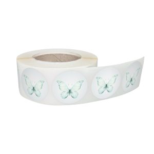 Rola stickere decorative model Floral Butterfly Whisper 15b – etichete rotunde pentru pachete și cadouri