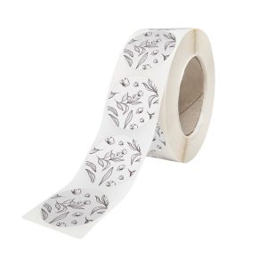 Rola stickere model Graphite Garden 16b – stickere rotunde pentru ambalaje de sarbatori