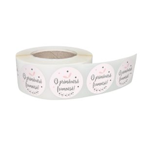 Rola stickere decorative Floral Mono Dots 3a – etichete rotunde pentru pachete și cadouri