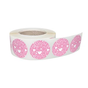 Rola stickere decorative model Love Sketchy Hearts 6c – etichete rotunde pentru pachete și cadouri
