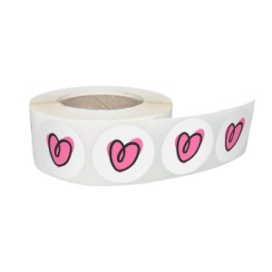 Rola stickere decorative model Love Mini Hearts 8b – etichete rotunde pentru pachete și cadouri