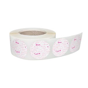 Rola stickere decorative model Love Notes 2a – etichete rotunde pentru pachete și cadouri
