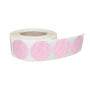 Rola stickere decorative model Love Notes 2c – etichete rotunde pentru pachete și cadouri