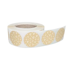 Rola stickere decorative model Love Golden Hearts 3c – etichete rotunde pentru pachete și cadouri