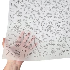 Hârtie de mătase model Halloween Spooky Sketch 17g – dimensiune 50x75cm