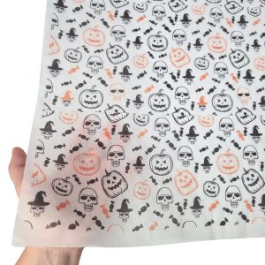 Hârtie de mătase model Halloween Party Skulls & Pumpkins 17g – dimensiune 50x75cm