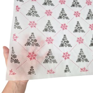 Hârtie de mătase model Crăciun Festive Trees, textură și transparență, 17gsm – dimensiune 50x75cm