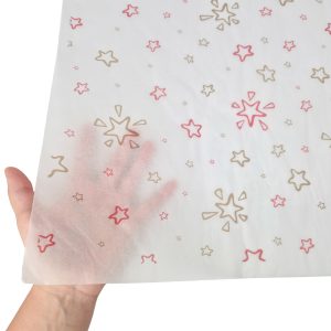 Hârtie de mătase model Crăciun Star Sprinkle, textură și transparență, 17gsm – dimensiune 50x75cm