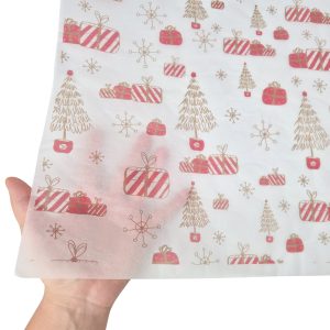 Hârtie de mătase model Crăciun Santa’s Gift Lab, textură și transparență, 17gsm – dimensiune 50x75cm