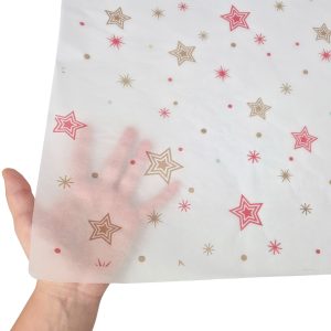 Hârtie de mătase model Crăciun Star Parade, textură și transparență, 17gsm – dimensiune 50x75cm