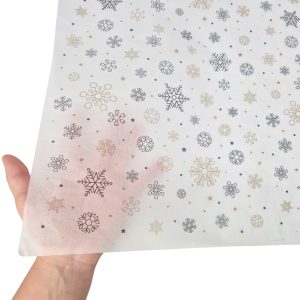 Hârtie de mătase model Crăciun Snowflakes & Sparkles, textură și transparență, 17gsm – dimensiune 50x75cm