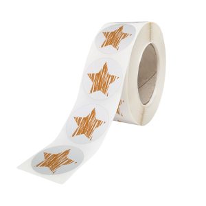 Rola stickere model Craciun Star Doodle Night – stickere rotunde pentru ambalaje de sarbatori