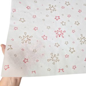Hârtie de mătase model Crăciun Star Sprinkle, textură și transparență, 28gsm – dimensiune 50x75cm
