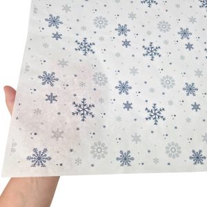 Hârtie de mătase model Crăciun Frosty Midnight, textură și transparență, 28gsm – dimensiune 50x75cm