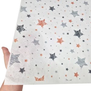 Hârtie de mătase model Crăciun Star Doodle Night, textură și transparență, 28gsm – dimensiune 50x75cm
