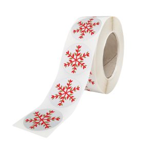 Rola stickere model Craciun Crimson Crystals – stickere rotunde pentru ambalaje de sarbatori
