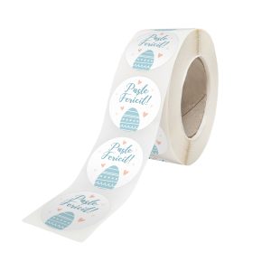 Rola stickere model Paște Soft Spring Eggs 2A – stickere rotunde pentru ambalaje de sarbatori