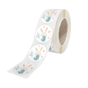 Rola stickere model Paște Soft Spring Eggs 2B – stickere rotunde pentru ambalaje de sarbatori