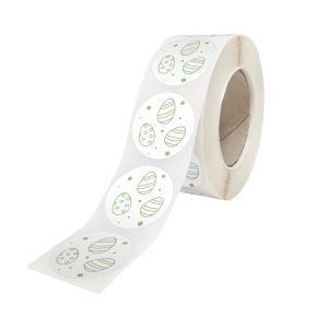Rola stickere model Paște Mini Bunny Bloom 3B – stickere rotunde pentru ambalaje de sarbatori