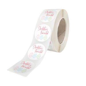 Rola stickere model Paște Pastel Egg Delight 4C – stickere rotunde pentru ambalaje de sarbatori