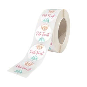 Rola stickere model Paște Sweet Egg Parade 5C – stickere rotunde pentru ambalaje de sarbatori