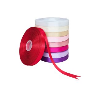 Panglică dublu satinată rosie – rolă de panglică pentru ambalaje și decorațiuni
