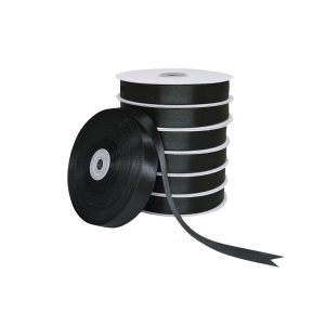 Panglică dublu satinată neagra – rolă de panglică pentru ambalaje și decorațiuni
